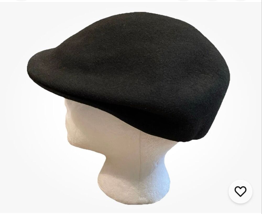 Stetson Black Wool Newsboy Flat Driving Cap Hat Mens Size Large